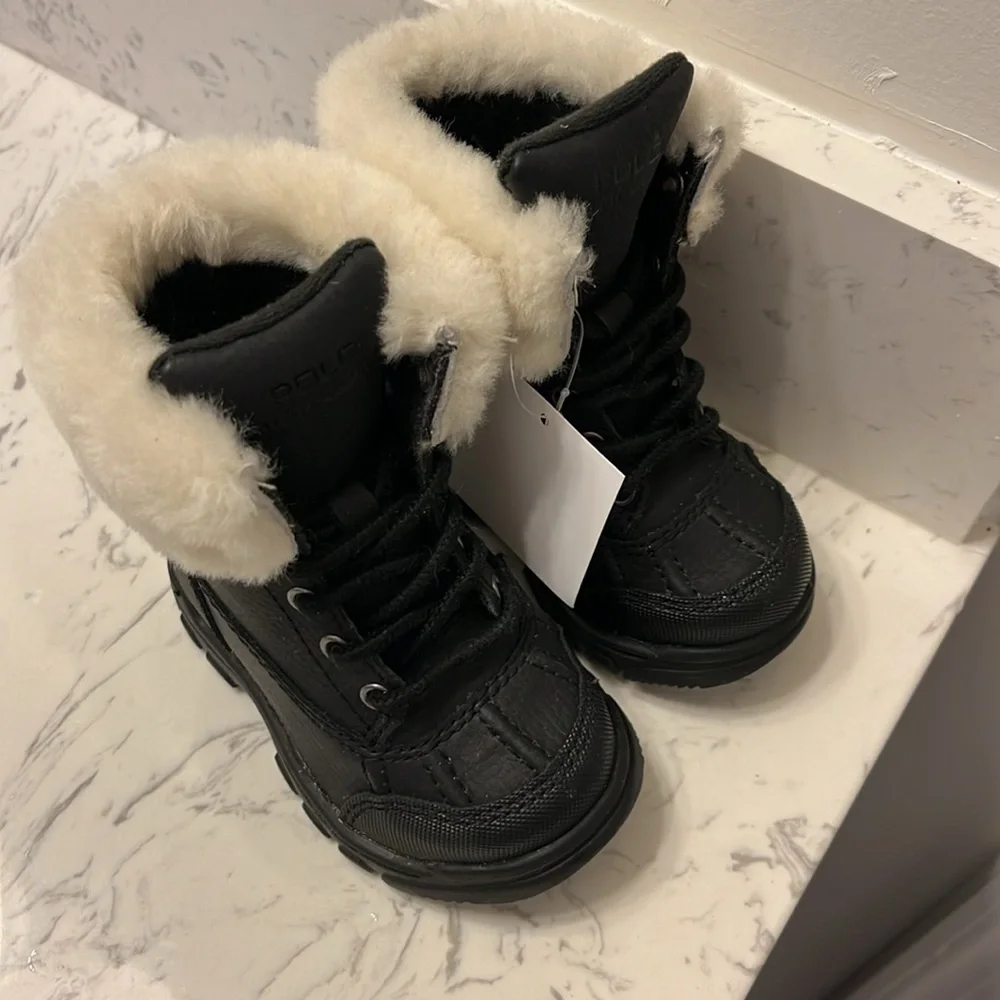 Polo Ralph Lauren Quinta Boots Black Sheep new Toddler Boys Girls Size 4